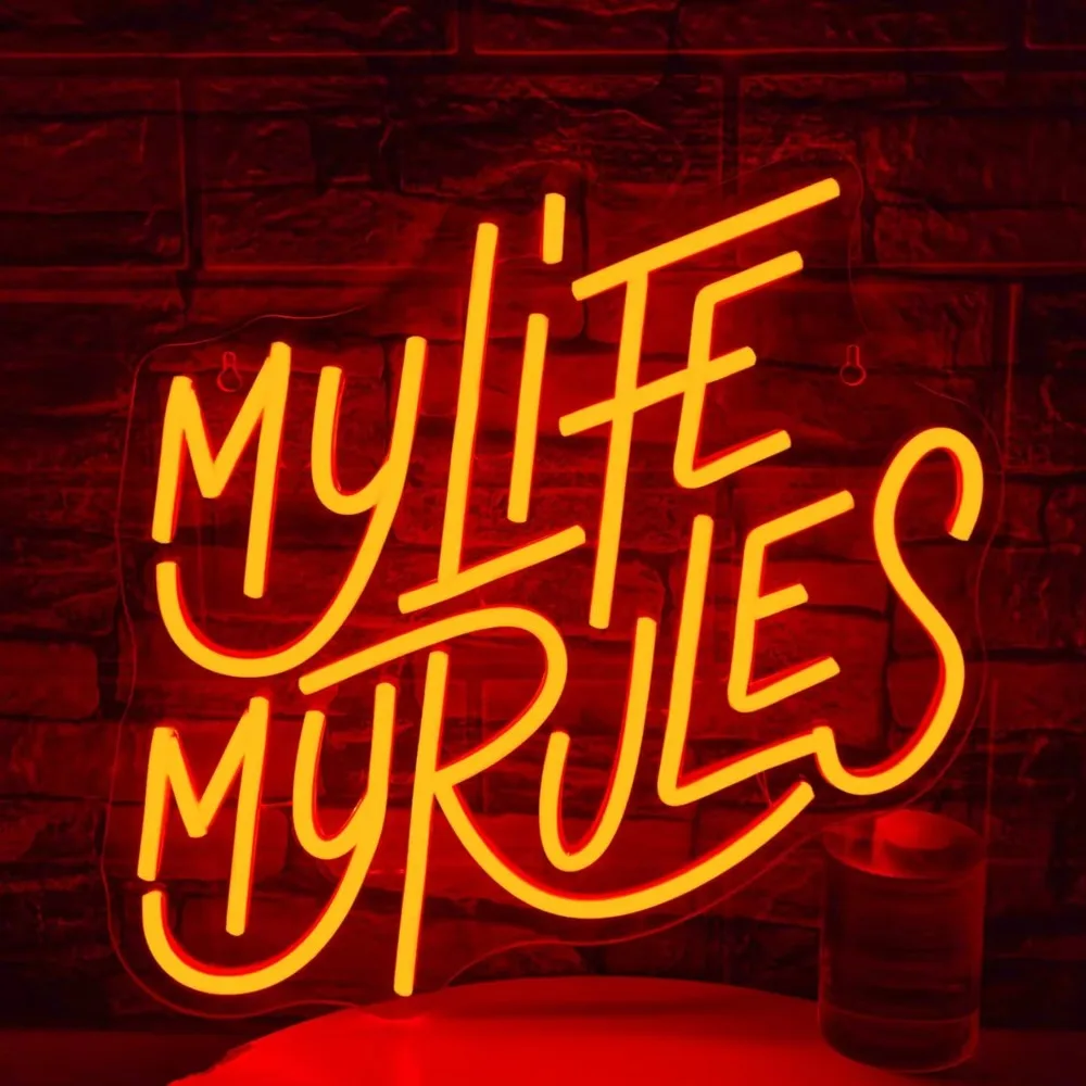 Outdoor Lighting Quotes - Hayatım, Benim Kurallarım Neon Tabelası, USB