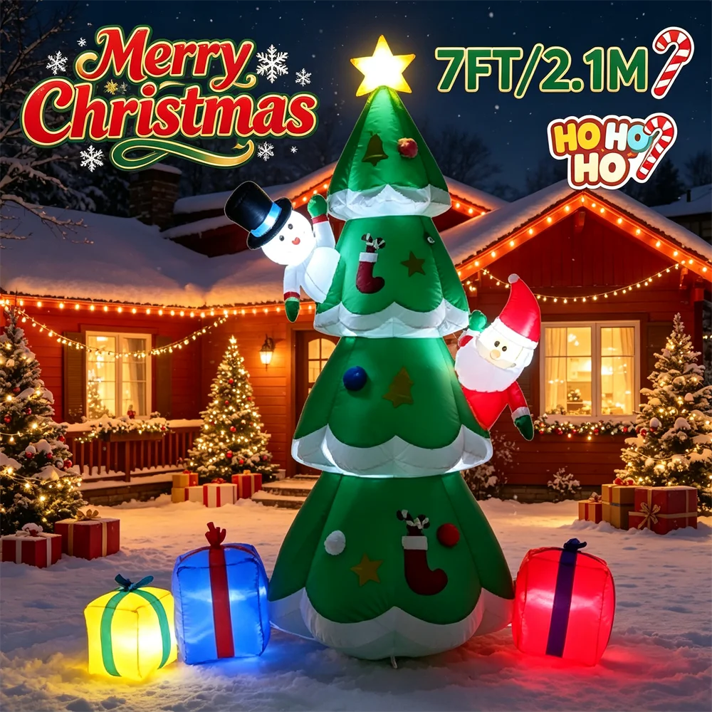 7FT Işıklı Noel Şişme Modeli,  - Outdoor Lighting Tree incelemesi ve fiyatı