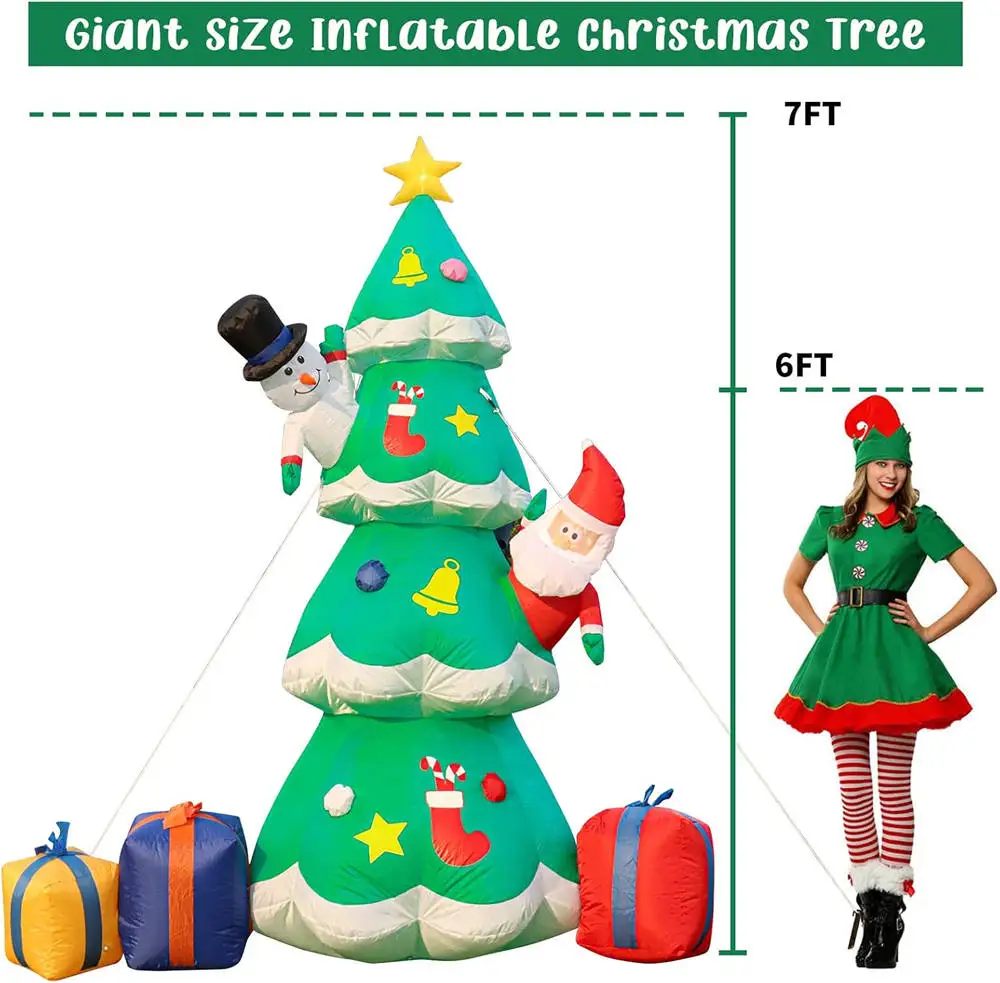7FT Işıklı Noel Şişme Modeli,  - Outdoor Lighting Tree incelemesi ve fiyatı