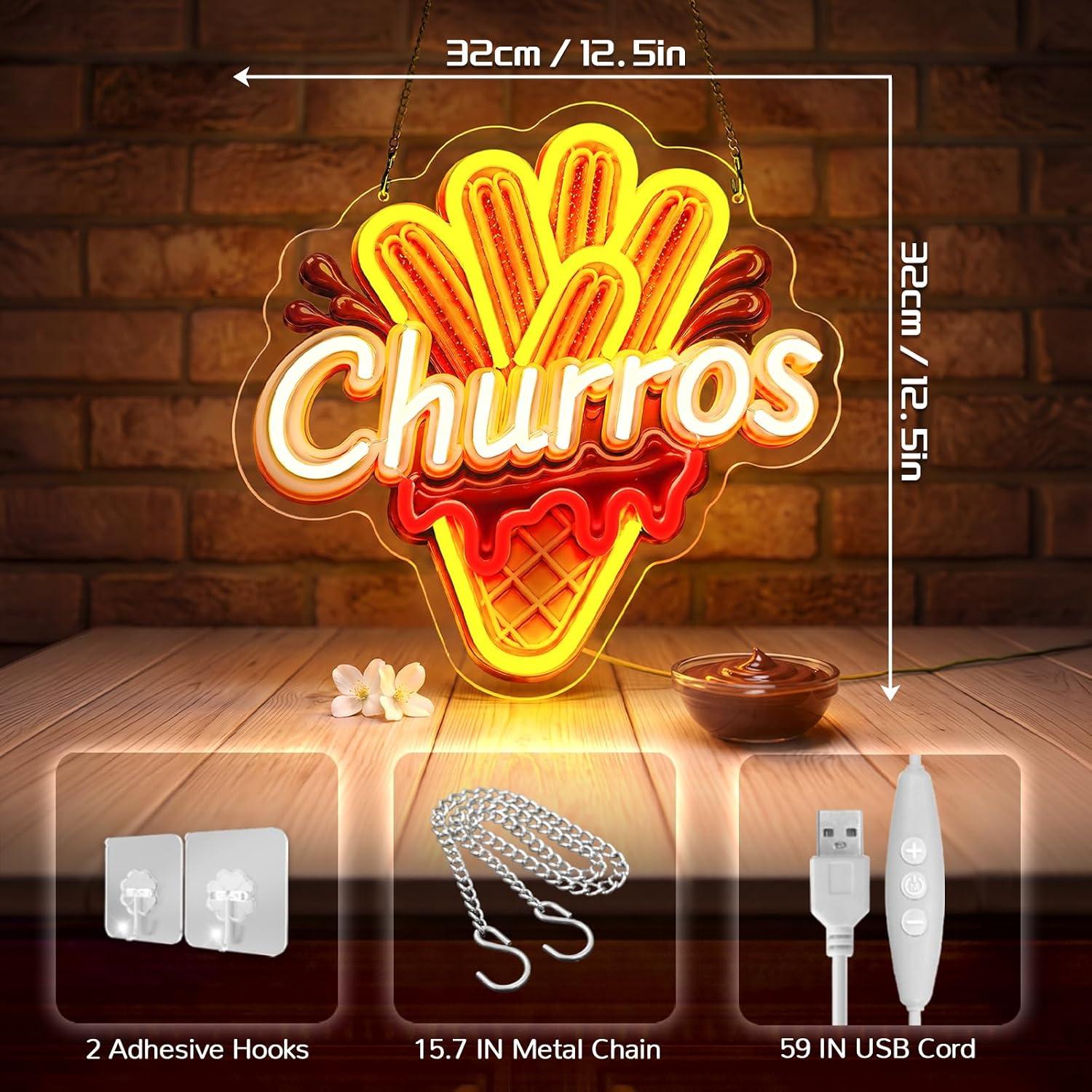 Churros Neon Tabela USB Kısıla - Outdoor Lighting For Store incelemesi ve fiyatı