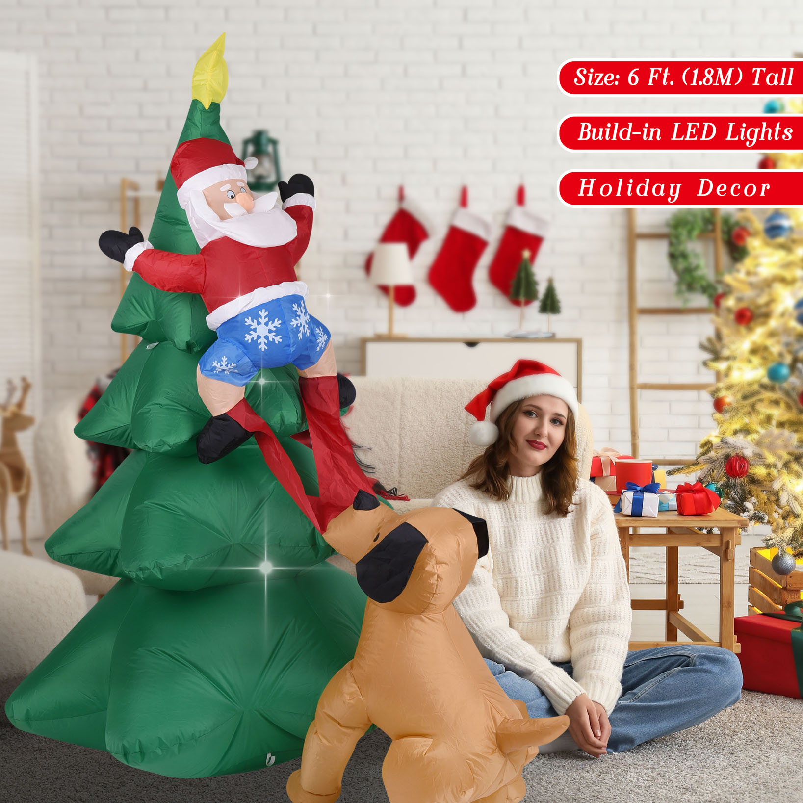 Noel Şişme Köpek, Noel Baba il - Outdoor Lighting Tree incelemesi ve fiyatı