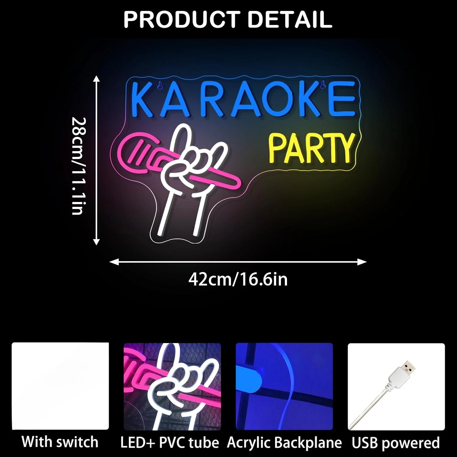Karaoke Partisi Neon Tabela US - Outdoor Lighting For Store incelemesi ve fiyatı